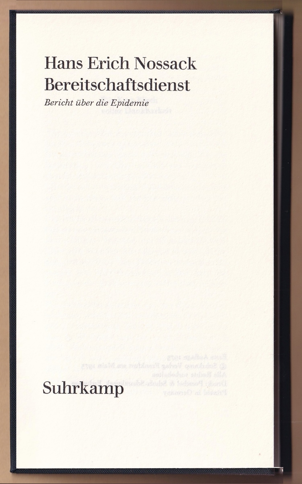 Titelblatt: Bereitschaftsdienst