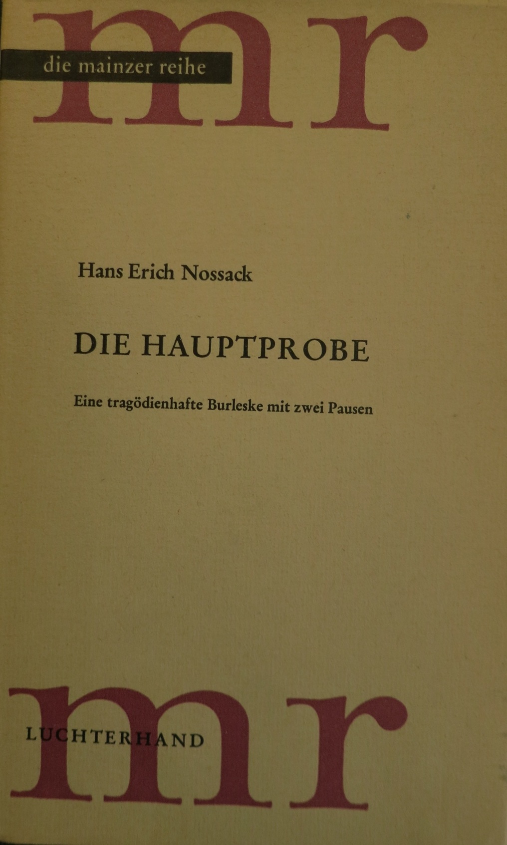 Umschlag: Hauptprobe