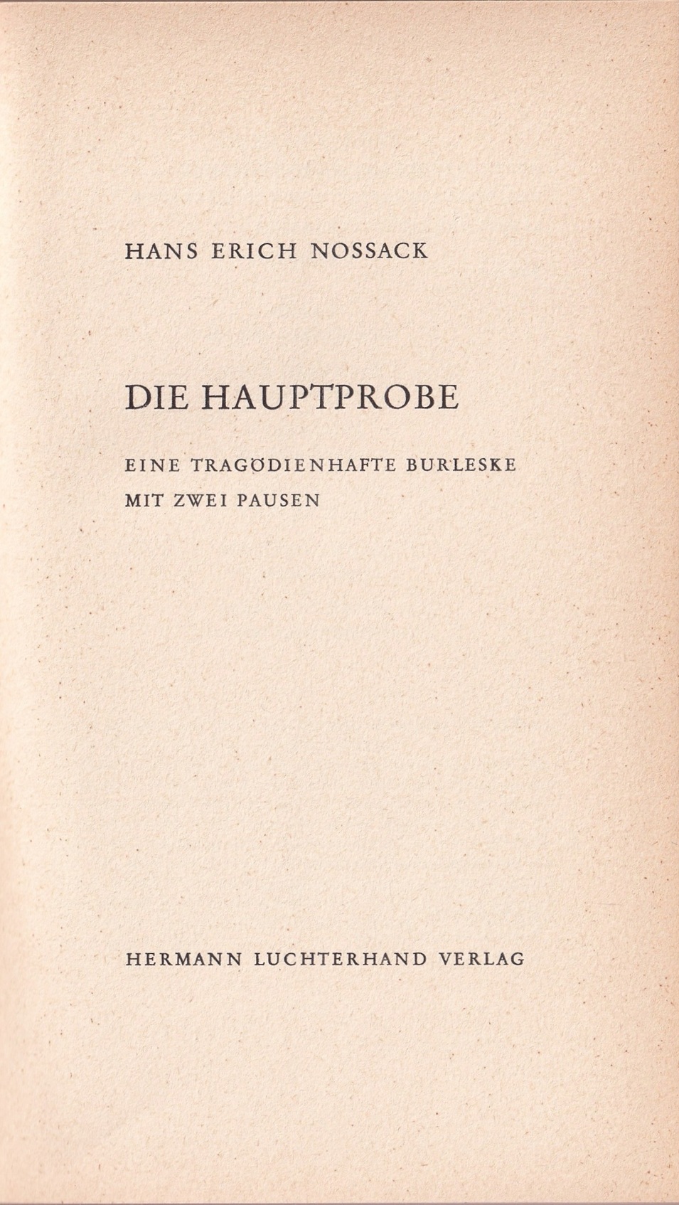 Titelblatt: Hauptprobe