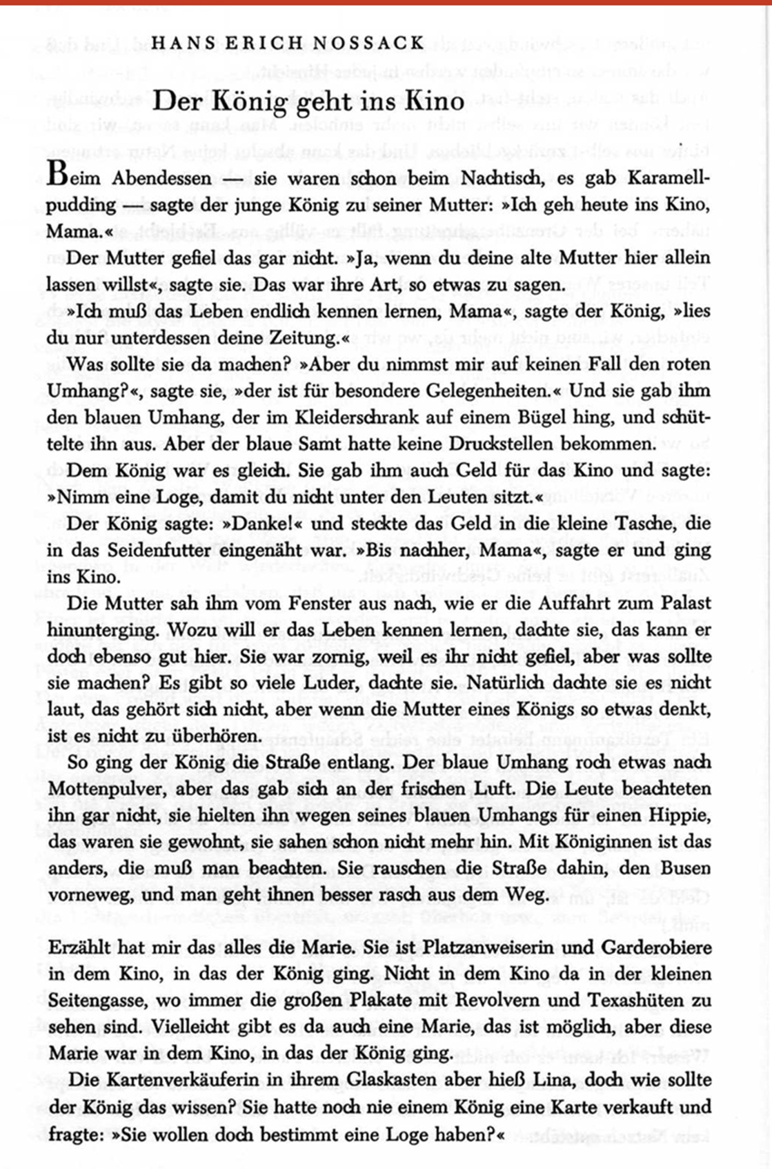 Textanfang: Der König geht ins Kino