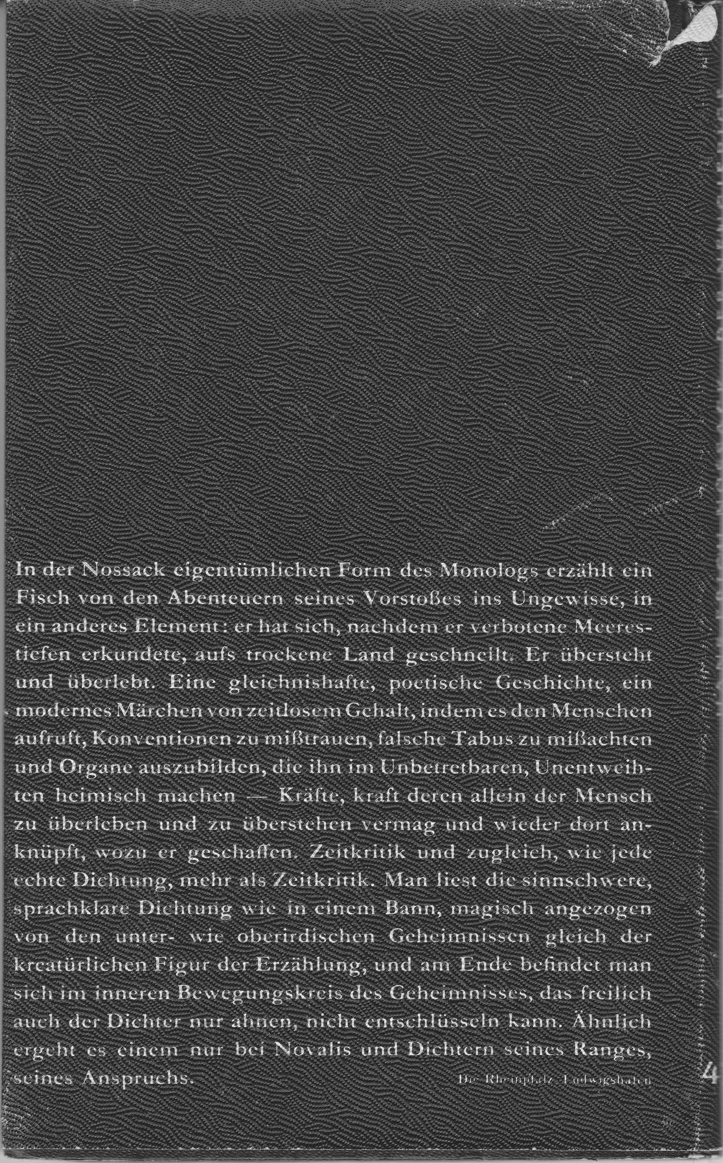 Rückumschlag: Der Neugierige (Erstausgabe)
