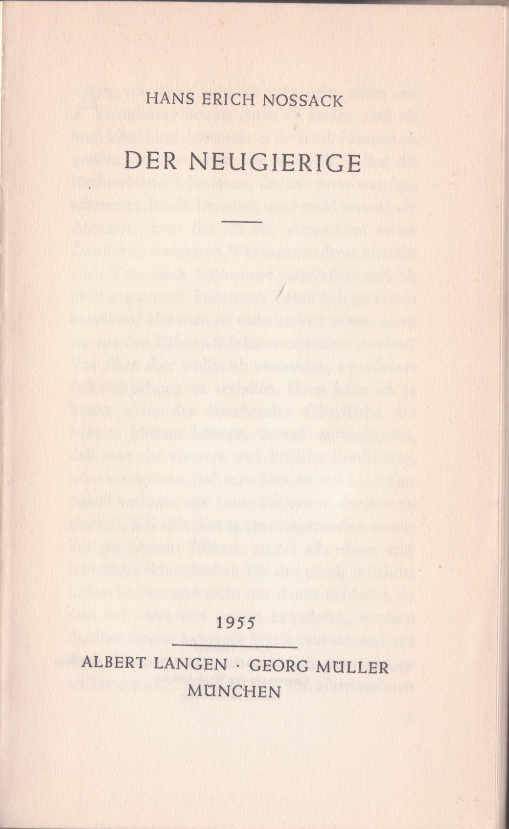 Titelblatt: Der Neugierige (Erstausgabe)