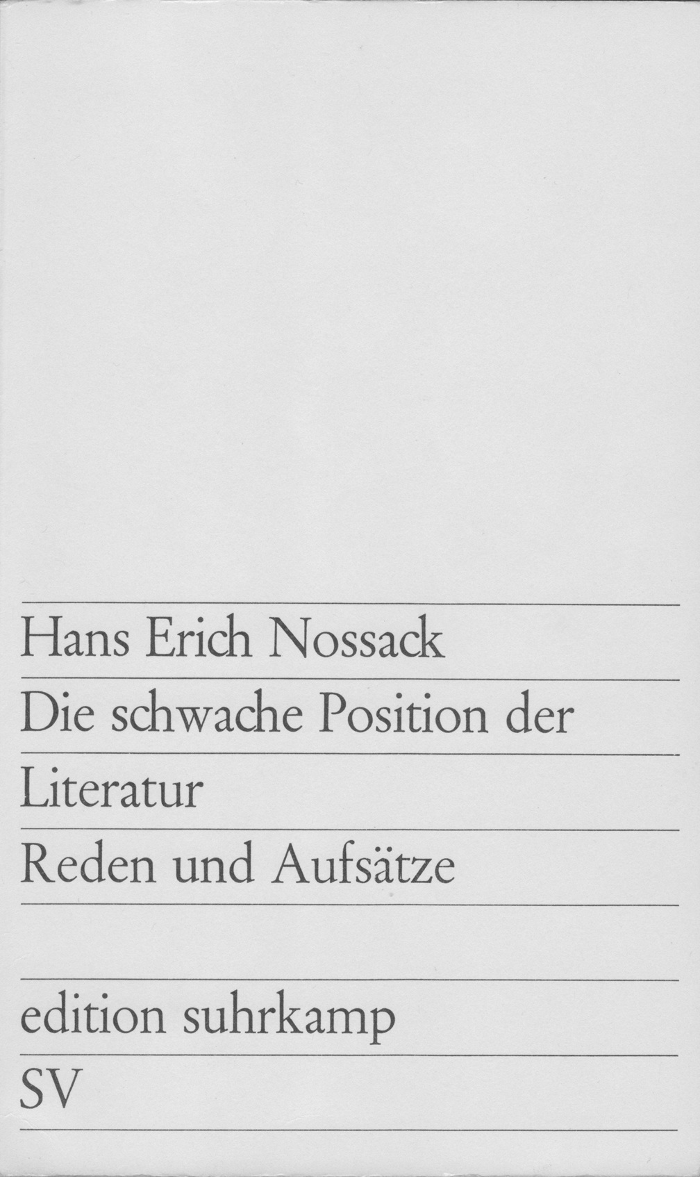 Cover: Die schwache Position der Literatur