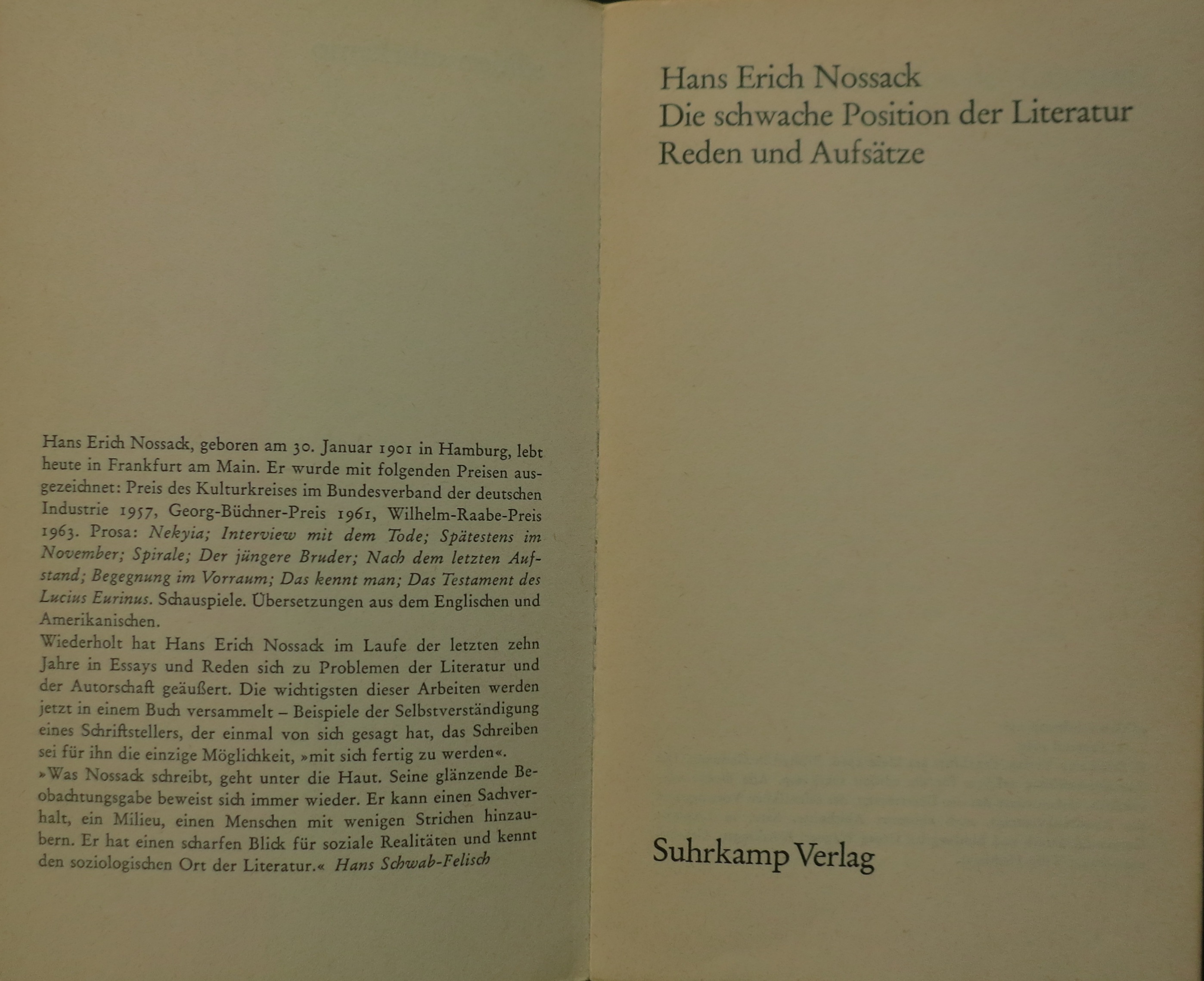 Titel: Die schwache Position der Literatur